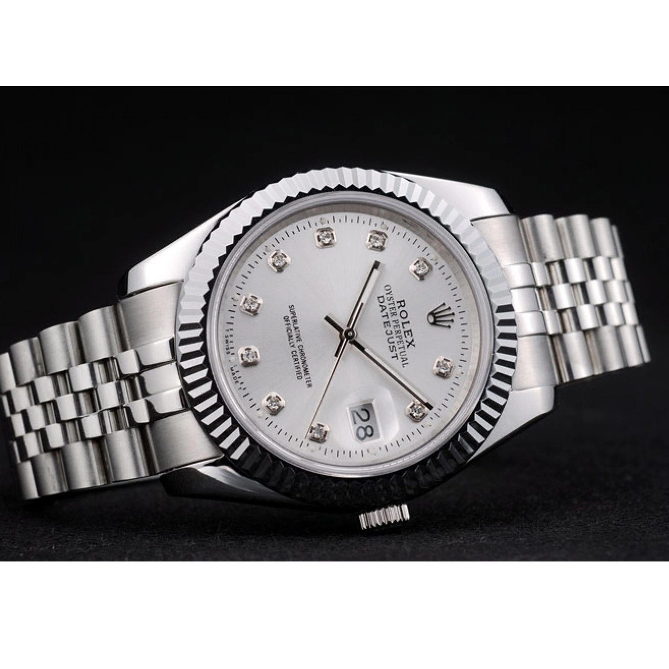 Good Copy Rolex Watches Stainless Steel Silver 41977 Ribbed Rolex Bezel DateJust Dial 0625